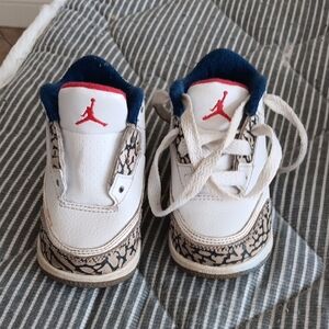 Kids White and Black Jordan Shoes